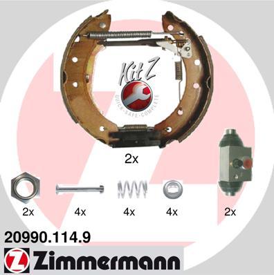 Zimmermann 20990.114.9 - Комплект тормозных колодок, барабанные autospares.lv