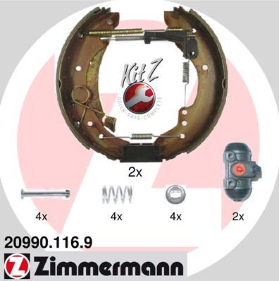 Zimmermann 20990.116.9 - Комплект тормозных колодок, барабанные autospares.lv