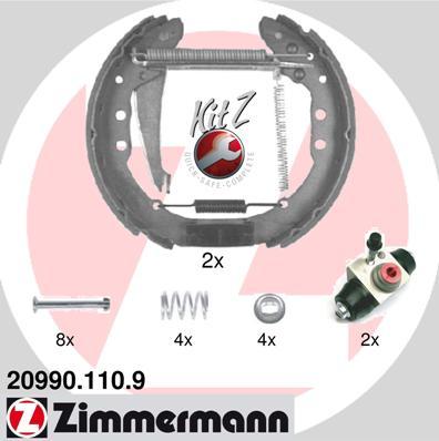 Zimmermann 20990.110.9 - Комплект тормозных колодок, барабанные autospares.lv