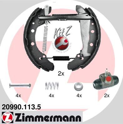 Zimmermann 20990.113.5 - Комплект тормозных колодок, барабанные autospares.lv