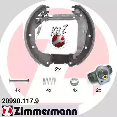 Zimmermann 20990.117.9 - Комплект тормозных колодок, барабанные autospares.lv