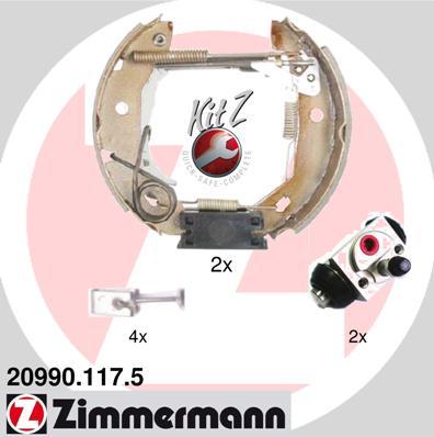 Zimmermann 20990.117.5 - Комплект тормозных колодок, барабанные autospares.lv