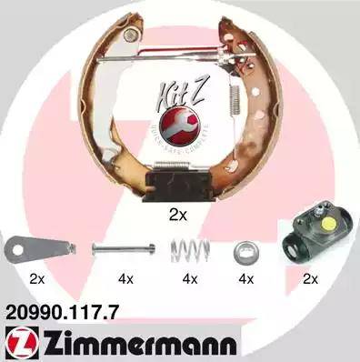 Zimmermann 20990.117.7 - Комплект тормозных колодок, барабанные autospares.lv