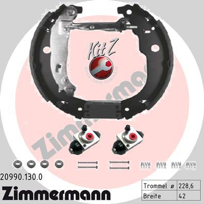 Zimmermann 20990.130.0 - Комплект тормозных колодок, барабанные autospares.lv