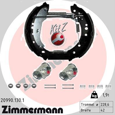Zimmermann 20990.130.1 - Комплект тормозных колодок, барабанные autospares.lv