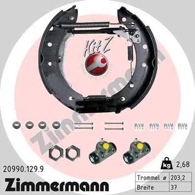 Zimmermann 20990.129.9 - Комплект тормозных колодок, барабанные autospares.lv