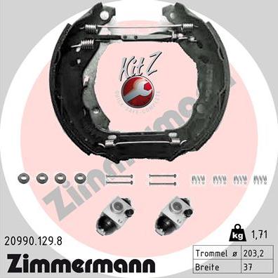 Zimmermann 20990.129.8 - Комплект тормозных колодок, барабанные autospares.lv