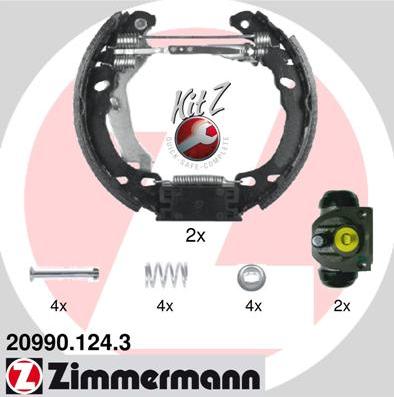 Zimmermann 20990.124.3 - Комплект тормозных колодок, барабанные autospares.lv