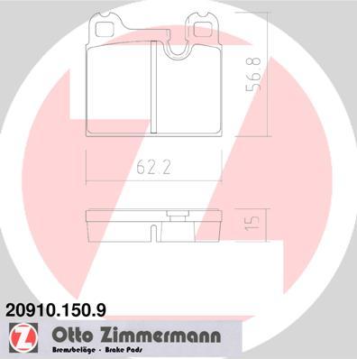 Zimmermann 20910.150.9 - Тормозные колодки, дисковые, комплект autospares.lv