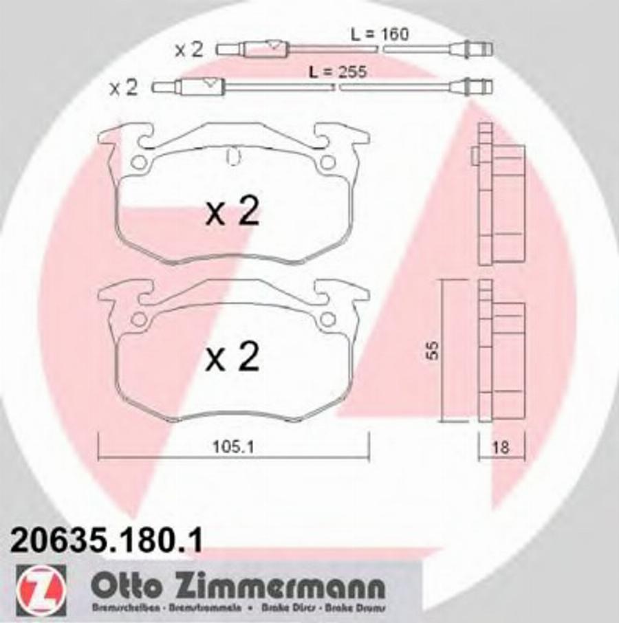 Zimmermann 206351801 - Тормозные колодки, дисковые, комплект autospares.lv