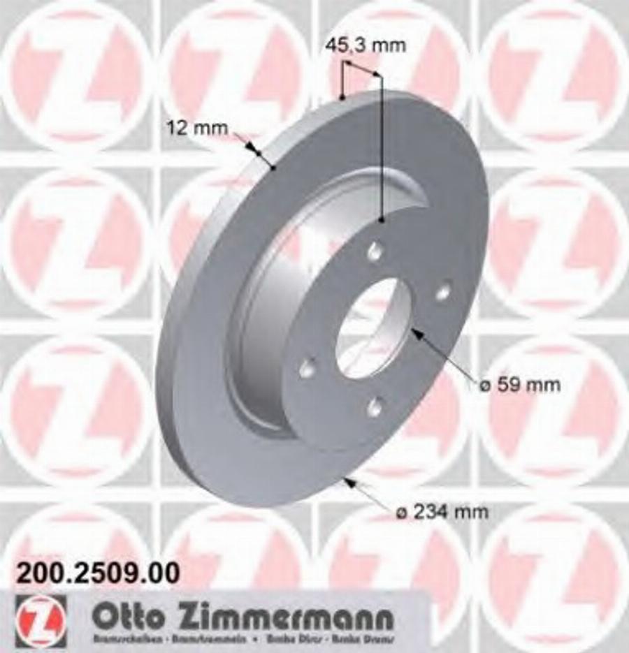 Zimmermann 200 2509 00 - Тормозной диск autospares.lv