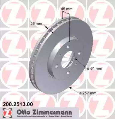 Zimmermann 200.2513.00 - Тормозной диск autospares.lv