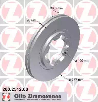 Zimmermann 200.2512.00 - Тормозной диск autospares.lv