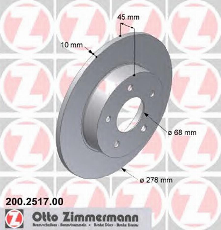 Zimmermann 200.2517.00 - Тормозной диск autospares.lv