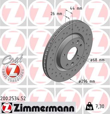 Zimmermann 200.2534.52 - Тормозной диск autospares.lv