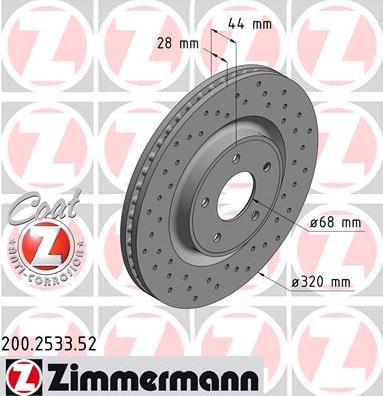 Zimmermann 200.2533.52 - Тормозной диск autospares.lv