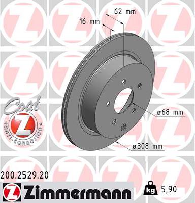 Zimmermann 200.2529.20 - Тормозной диск autospares.lv