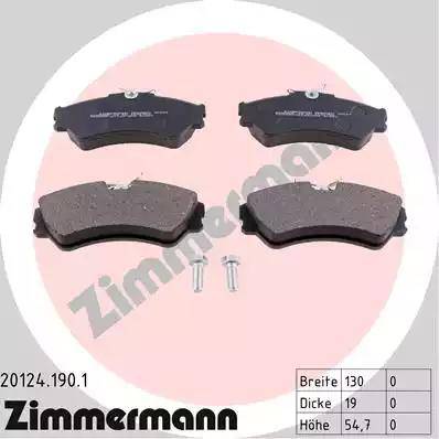 Zimmermann 20124.190.1 - Тормозные колодки, дисковые, комплект autospares.lv