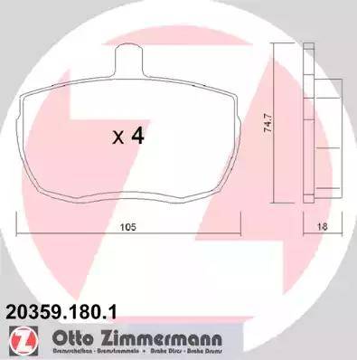 Zimmermann 20359.180.1 - Тормозные колодки, дисковые, комплект autospares.lv