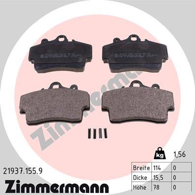 Zimmermann 21937.155.9 - Тормозные колодки, дисковые, комплект autospares.lv