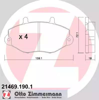 Zimmermann 21469.190.1 - Тормозные колодки, дисковые, комплект autospares.lv