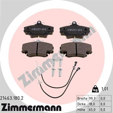 Zimmermann 21463.180.2 - Тормозные колодки, дисковые, комплект autospares.lv