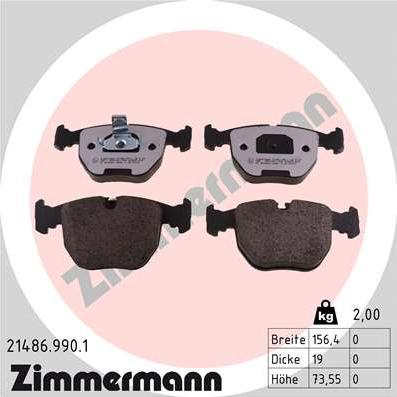 Zimmermann 21486.990.1 - Тормозные колодки, дисковые, комплект autospares.lv