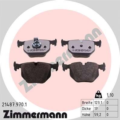 Zimmermann 21487.970.1 - Тормозные колодки, дисковые, комплект autospares.lv