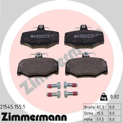 Zimmermann 21545.155.1 - Тормозные колодки, дисковые, комплект autospares.lv