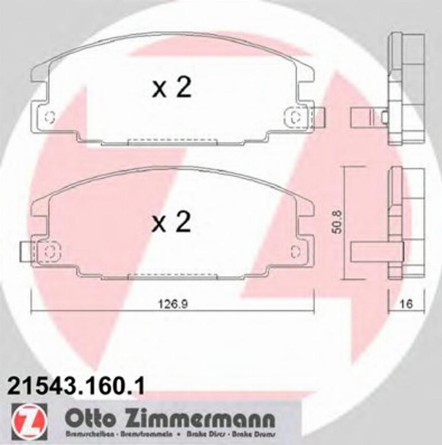 Zimmermann 21543.160.1 - Тормозные колодки, дисковые, комплект autospares.lv