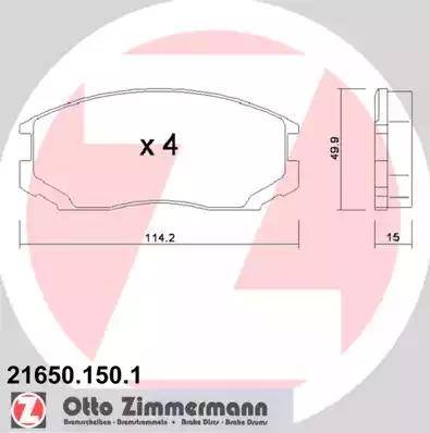 Zimmermann 21650.150.1 - Тормозные колодки, дисковые, комплект autospares.lv