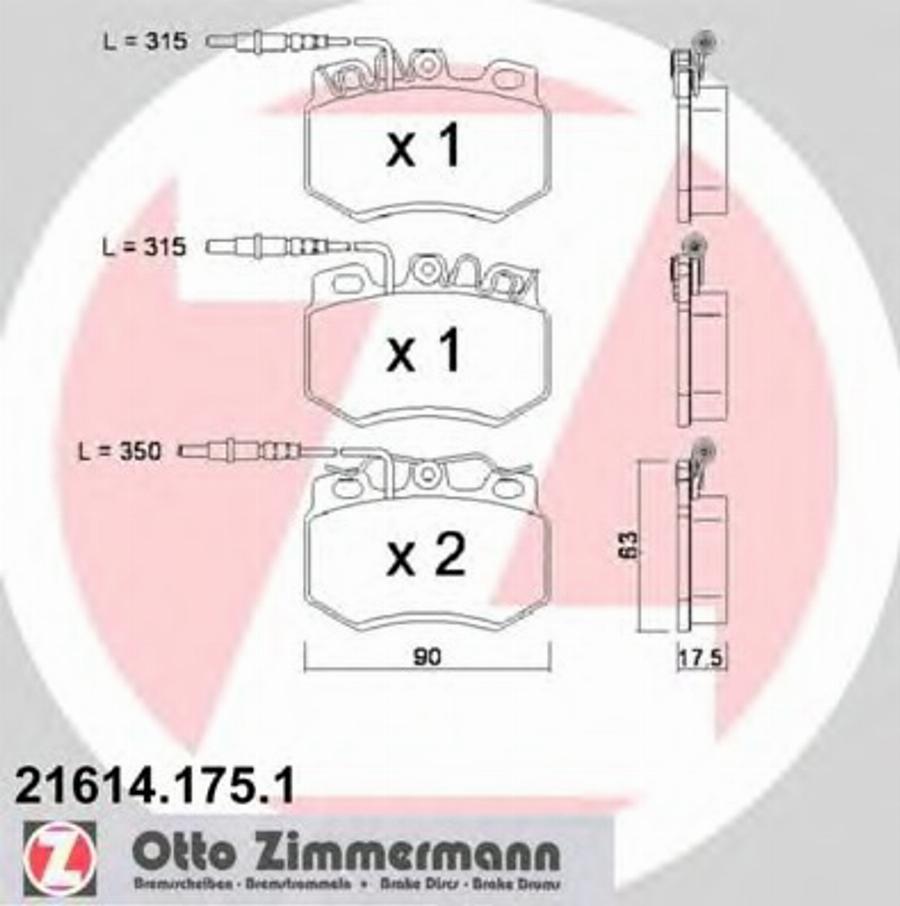 Zimmermann 216141751 - Тормозные колодки, дисковые, комплект autospares.lv