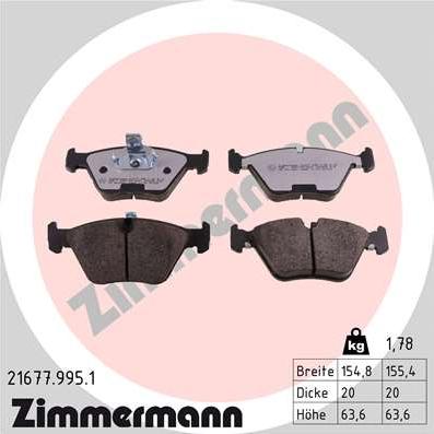 Zimmermann 21677.995.1 - Тормозные колодки, дисковые, комплект autospares.lv