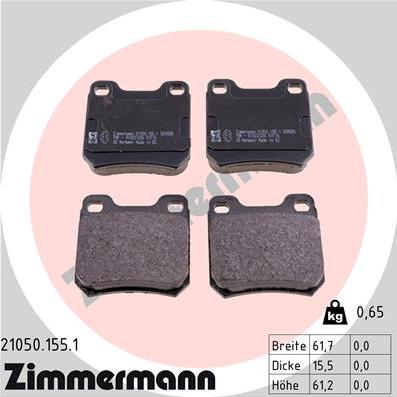 Zimmermann 21050.155.1 - Тормозные колодки, дисковые, комплект autospares.lv
