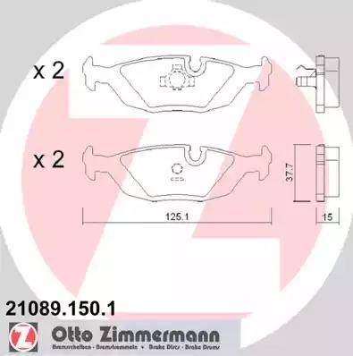 Zimmermann 21089.150.1 - Тормозные колодки, дисковые, комплект autospares.lv