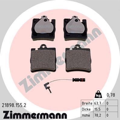 Zimmermann 21898.155.2 - Тормозные колодки, дисковые, комплект autospares.lv