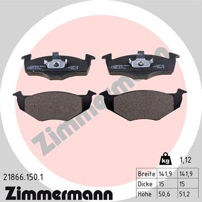 Zimmermann 21866.150.1 - Тормозные колодки, дисковые, комплект autospares.lv