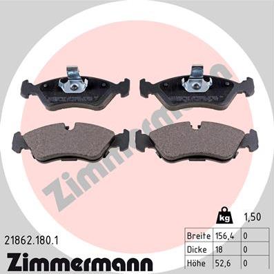 Zimmermann 21862.180.1 - Тормозные колодки, дисковые, комплект autospares.lv