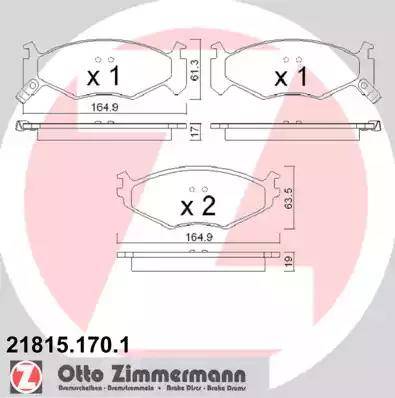 Zimmermann 21815.170.1 - Тормозные колодки, дисковые, комплект autospares.lv