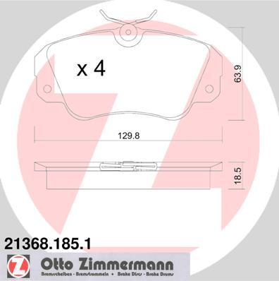 Zimmermann 21368.185.1 - Тормозные колодки, дисковые, комплект autospares.lv