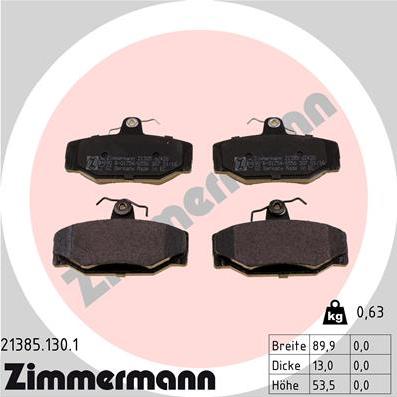 Zimmermann 21385.130.1 - Тормозные колодки, дисковые, комплект autospares.lv