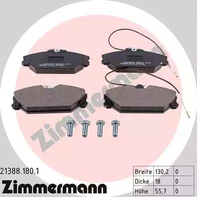 Zimmermann 21388.180.1 - Тормозные колодки, дисковые, комплект autospares.lv