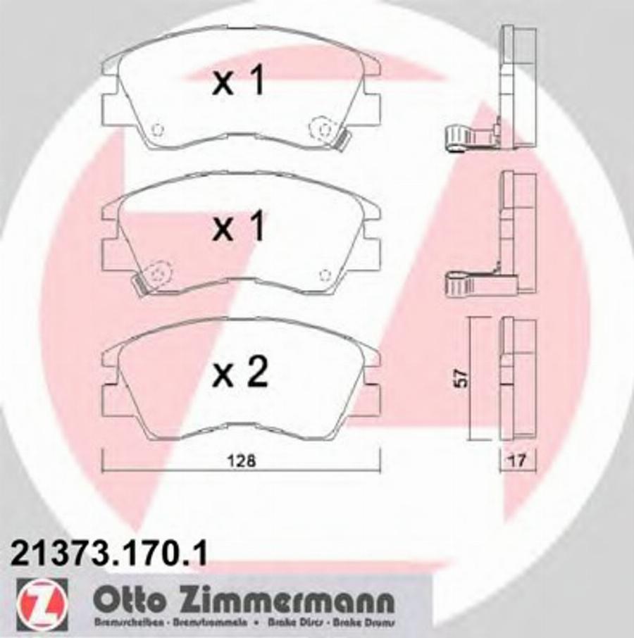 Zimmermann 21373.170.1 - Тормозные колодки, дисковые, комплект autospares.lv