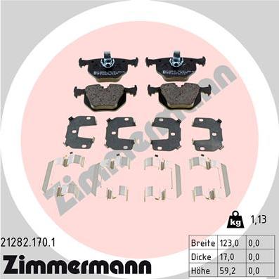 Zimmermann 21282.170.1 - Тормозные колодки, дисковые, комплект autospares.lv