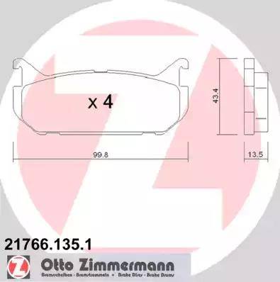 Zimmermann 21766.135.1 - Тормозные колодки, дисковые, комплект autospares.lv