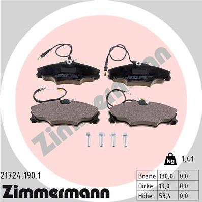 Zimmermann 21724.190.1 - Тормозные колодки, дисковые, комплект autospares.lv
