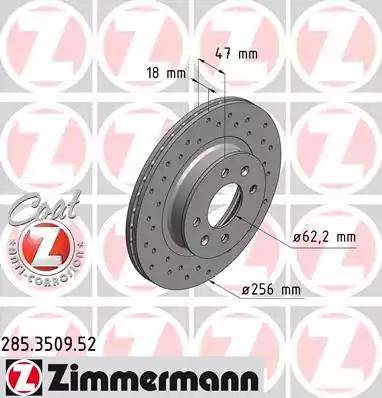 Zimmermann 285.3509.52 - Тормозной диск autospares.lv