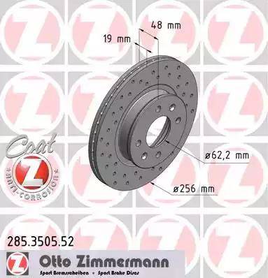 Zimmermann 285.3505.52 - Тормозной диск autospares.lv