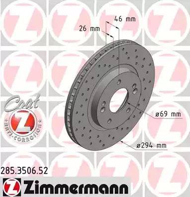 Zimmermann 285.3506.52 - Тормозной диск autospares.lv