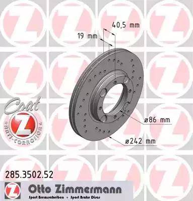 Zimmermann 285.3502.52 - Тормозной диск autospares.lv